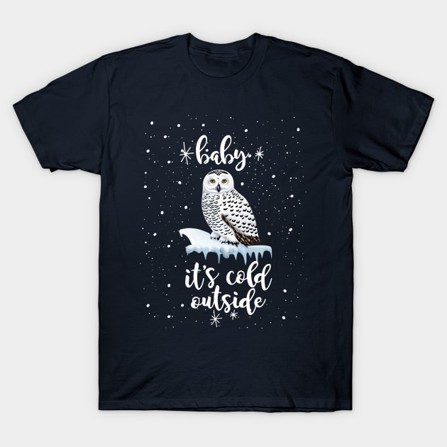 Winter nights snowy owl, winter forest in the nights, perfect for natura T-Shirt by Collagedream